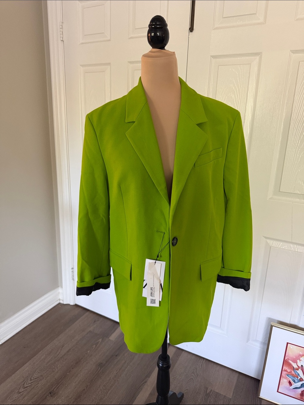 Zara Lime Green Single-Button Oversized Blazer - Picture 2 of 11